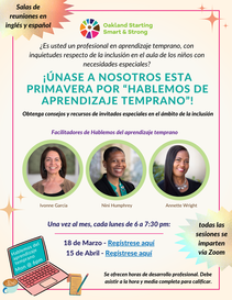 Flyer features information in Spanish about the Fall 2023 Let's Talk Early Learning Series - same info is included on this page.e